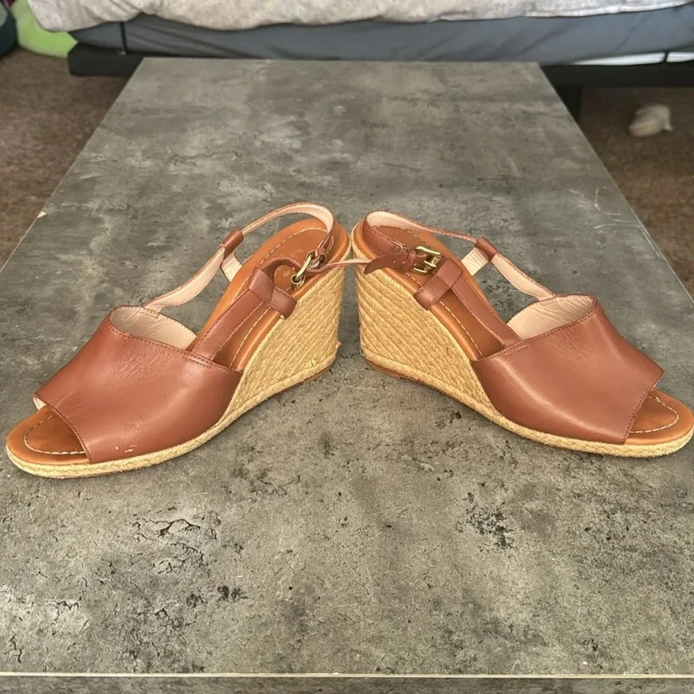 Kate Spade Bowdon Luggage Napa Natural Rope Wedge size 11